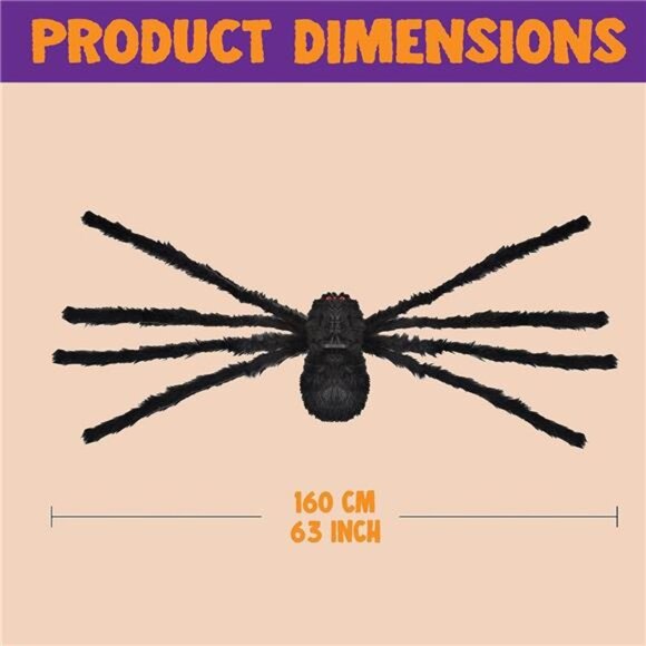 2 Pack 5 Ft. Halloween Outdoor Decorations Black Scary Giant Fake Hairy Spider - Picture 5 of 8